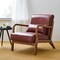 Set of 2 30.75"H Mid-Century Modern PU Leather Armchair Accent Chairs with Pillow